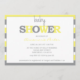 Striped Baby Shower Invitation-Grey and Yellow Invitation