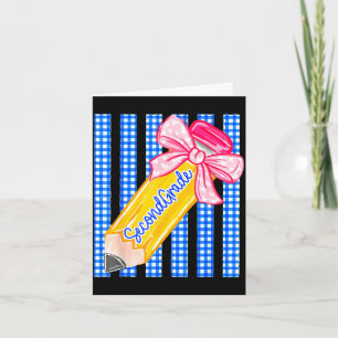 Striped back to school pencil bow second grade card