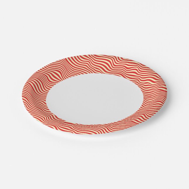 Striped background paper plate (Angled)