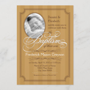 Striped Baptism Invitation (Pumpkin)