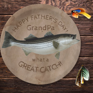 Striped Bass Fathers Day Catch Paper Plate