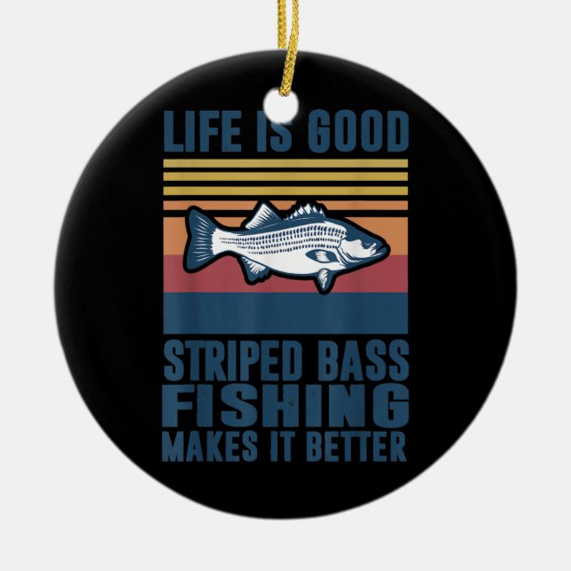 Striped Bass Fishing Gifts Saltwater Fish Striped Ceramic Ornament (Front)