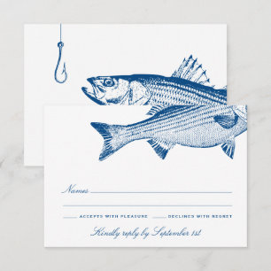 Striped Bass Fishing theme Elegant Wedding RSVP Card
