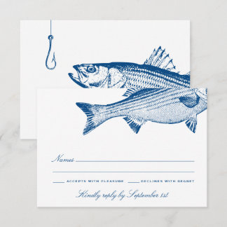 Striped Bass Fishing theme Elegant Wedding RSVP Card
