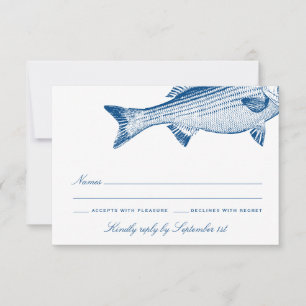 Striped Bass Fishing theme Elegant Wedding RSVP Card