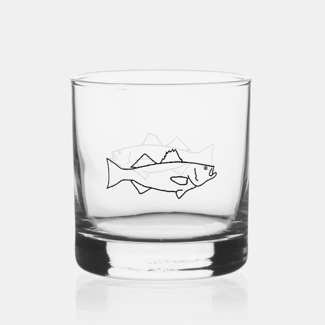 Striped Bass Icon Whiskey Glass (Front)