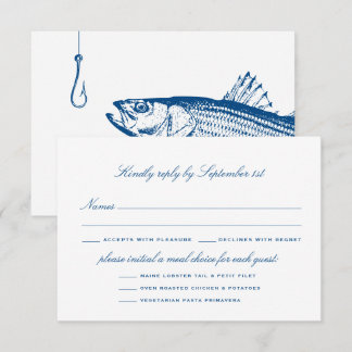 Striped Bass Meal Options Elegant Wedding RSVP Card