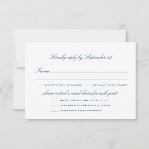 Striped Bass Meal Options Elegant Wedding RSVP Card