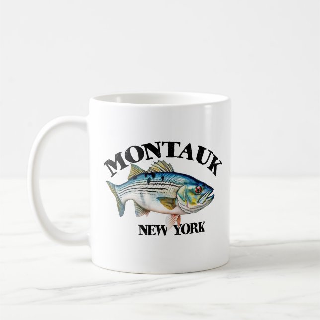 Striped Bass Montauk New York Surfcasting Angler  Coffee Mug (Left)