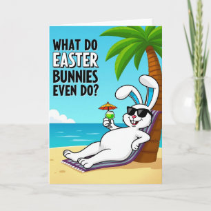 Striped Beach Bunny Vacation Card
