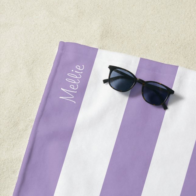 Striped Beach Towel with Monogram Name (In Situ)