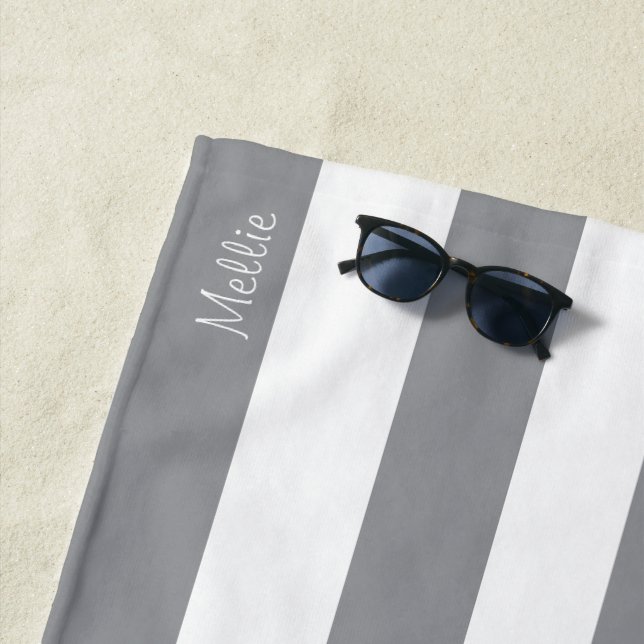 Striped Beach Towel with Monogram Name (In Situ)