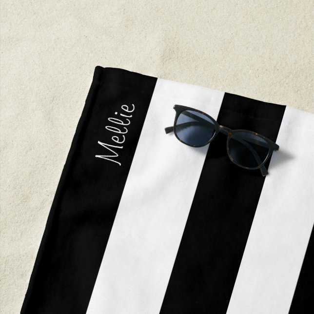 Striped Beach Towel with Monogram Name (In Situ)