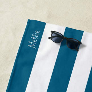 Striped Beach Towel with Monogram Name