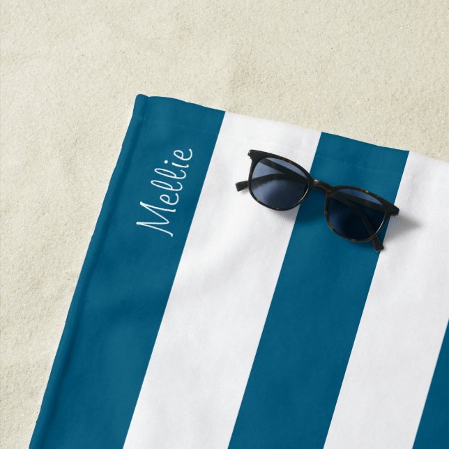 Striped Beach Towel with Monogram Name (In Situ)