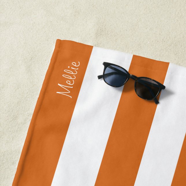 Striped Beach Towel with Monogram Name (In Situ)