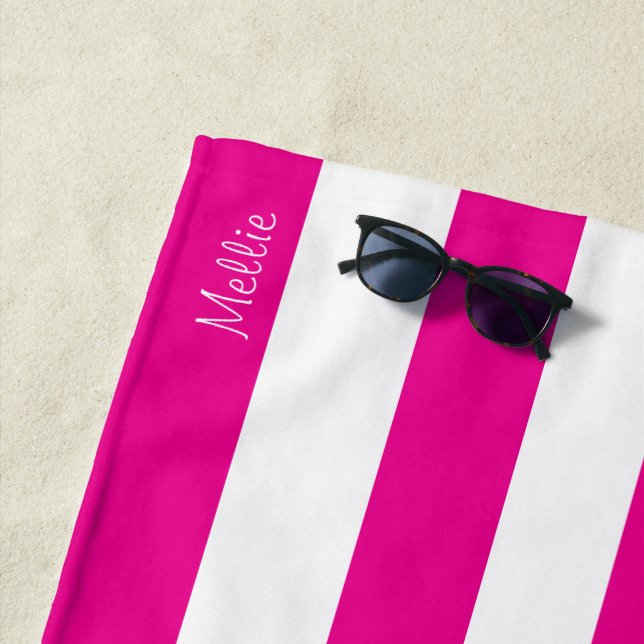 Striped Beach Towel with Monogram Name (In Situ)