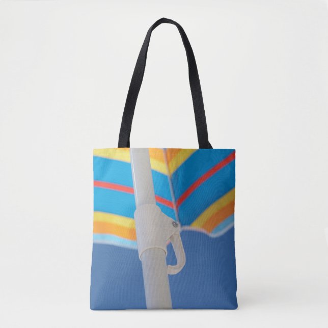 Striped Beach Umbrella Tote Bag (Front)