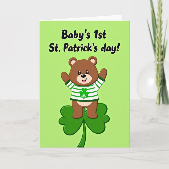 Striped Bear Shamrock First Card (Front)