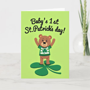Striped Bear Shamrock Holiday Card