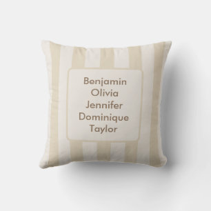 Striped Beige Customisable Family Throw Pillow