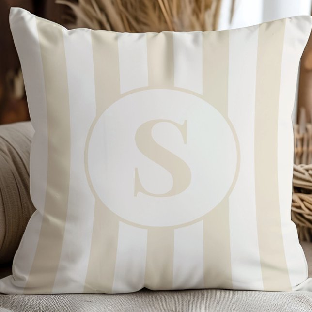 Striped Beige Off White Customisable Throw Pillow (Creator Uploaded)