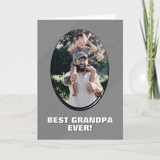 Striped Best Grandpa Ever Photo Father’s Day Card (Front)