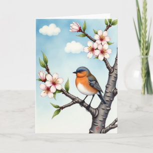 Striped Bird Branch Scene Card