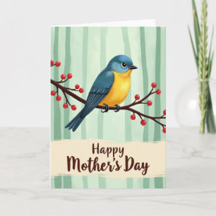 Striped Bird Happy Mothers Day Card
