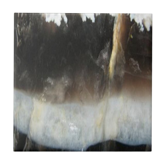Striped Black Agate, Cool Unique Nature Stone Ceramic Tile (Front)