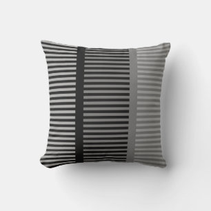 Striped Black and Silver Grey Cushion