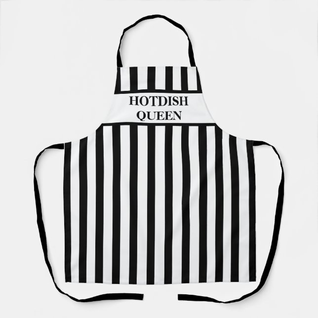 Striped Black Hotdish Queen All-Over Print Apron (Front)