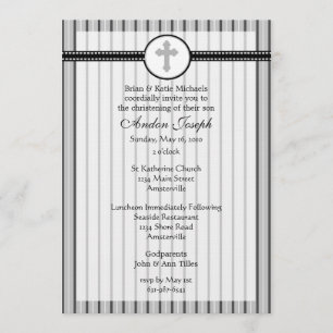 Striped Black & White Cross Invitation