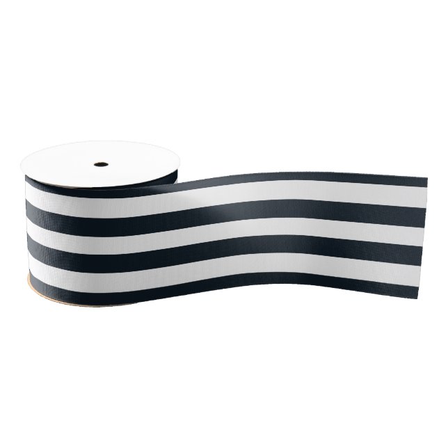 Striped (Black & White) Customisable Grosgrain Ribbon (Spool)