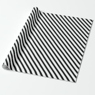 Striped (Black & White Diagonal) Any Size Custom Wrapping Paper