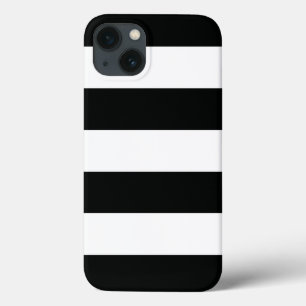 Striped (Black & White Horizontal) Customisable iPhone 13 Case