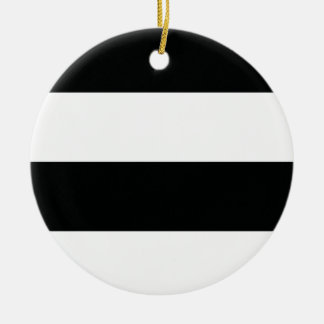 Striped (Black & White | Horizontal) Customisable Ceramic Ornament