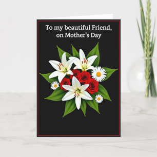 Striped Blooms Friend Mothers Card