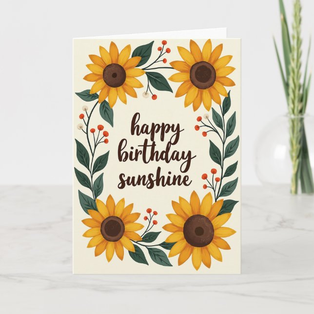Striped Blossom Wreath Card (Front)