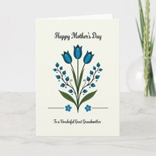 Striped Blue Blossom Greeting Card