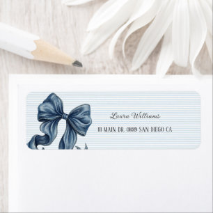 Striped Blue Bow  Return Address Label