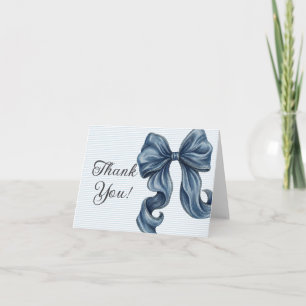 Striped Blue Bow  Thank You Card