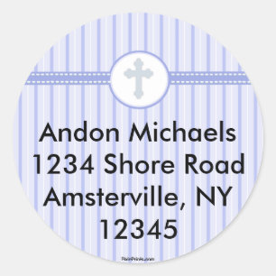 Striped Blue Cross Return Address Sticker