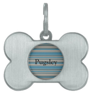 Striped blue gray pet ID tag