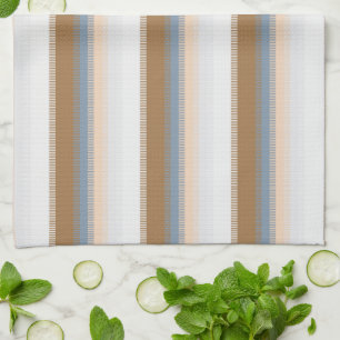Striped Blue Grey Grey Gold Beige Brown Tan Tea Towel