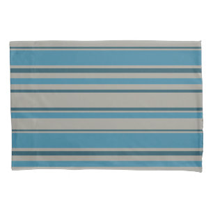 Striped blue grey pillowcase