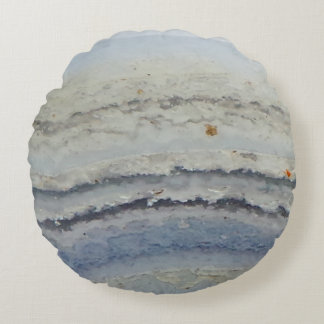 Striped Blue Lace Agate cool unique nature stone Round Cushion