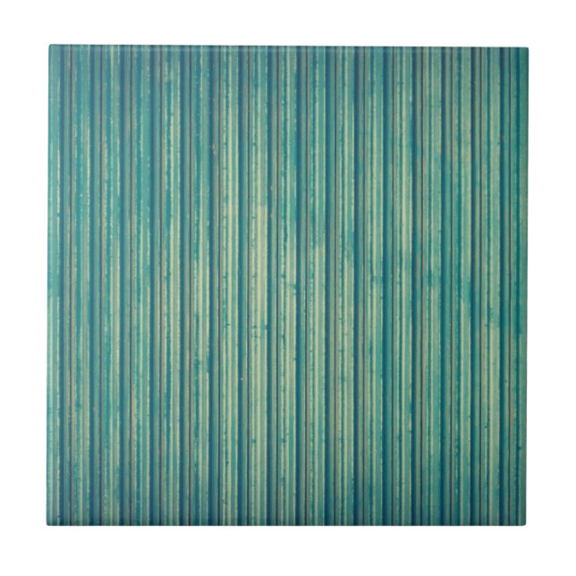 Striped Blue Lines Ceramic Tile (Front)