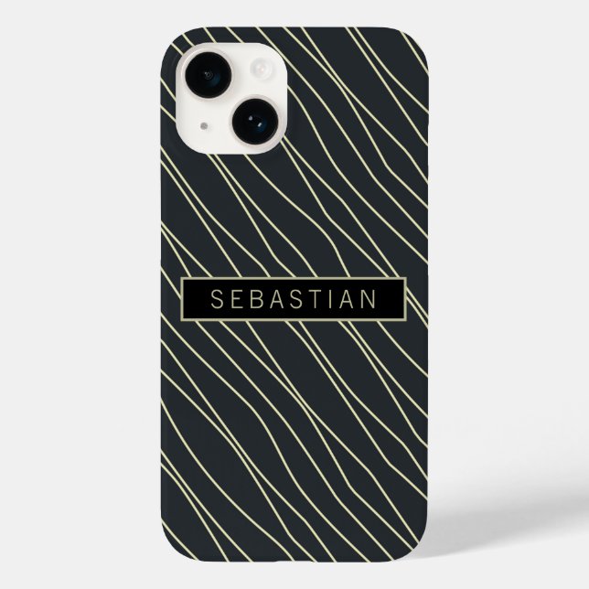 Striped Blue Pattern Personalised Case-Mate iPhone Case (Back)