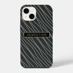 Striped Blue Pattern Personalised Case-Mate iPhone 14 Case